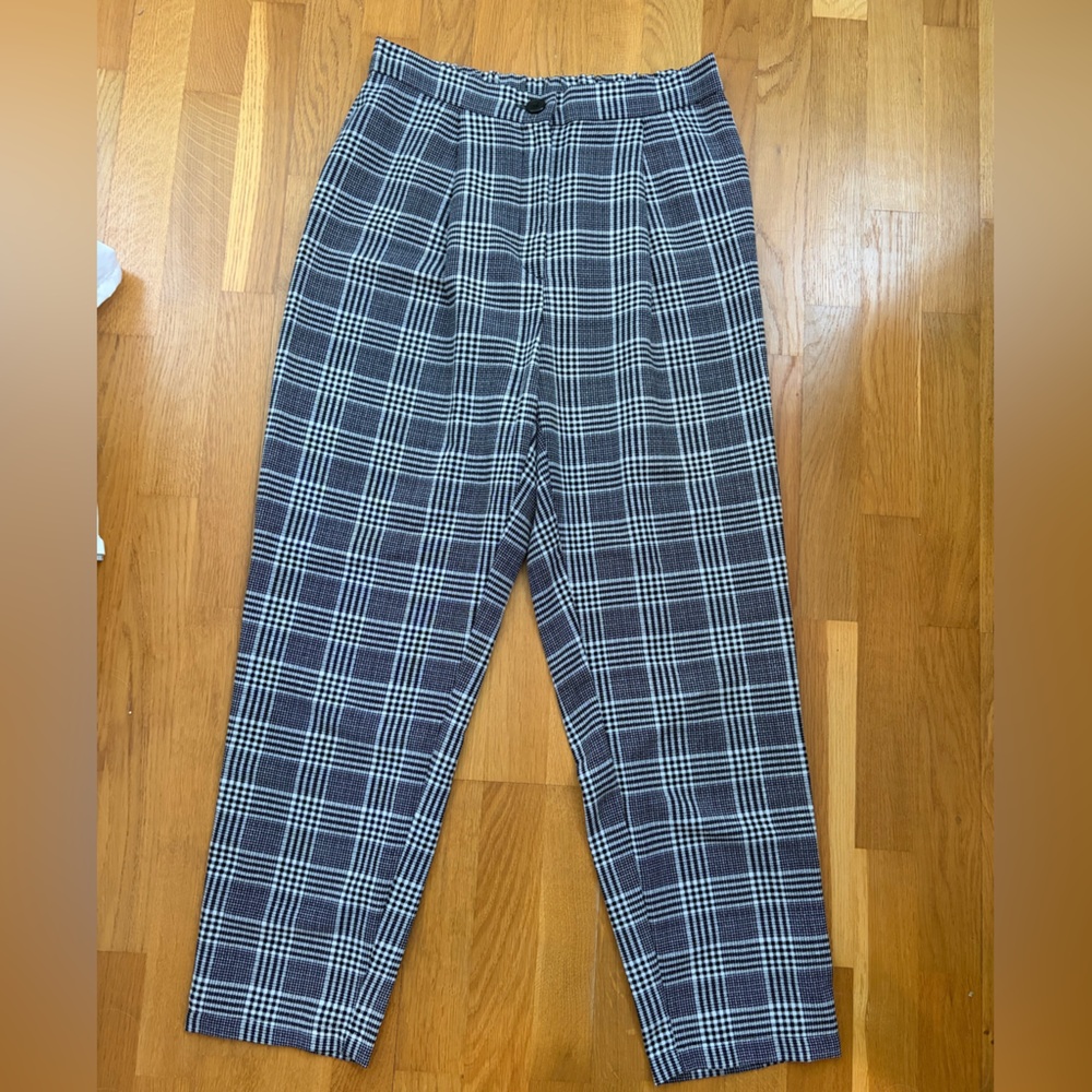 H&M Black and White Plaid Trousers